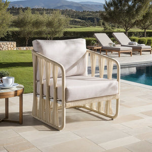 Safavieh FRANKLYN Rope and Aluminum Patio Chair - Modern Outdoor Seating with Plush Comfort and Style White / Beige CPT4014A