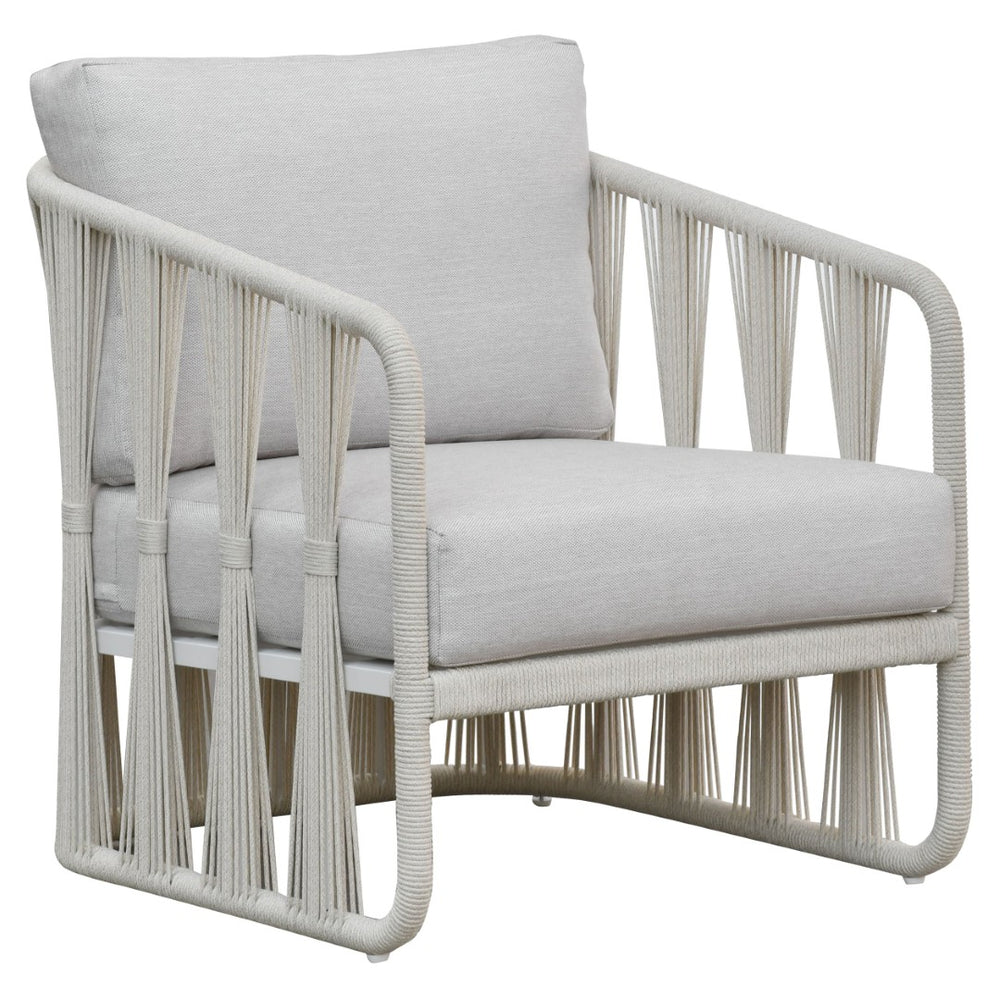 Safavieh FRANKLYN Rope and Aluminum Patio Chair - Modern Outdoor Seating with Plush Comfort and Style White / Beige CPT4014A