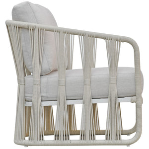 Safavieh Franklyn Stylish Rope And Aluminum Patio Chair For Comfortable Outdoor Relaxation And Elegance White ,Beige 80% Metal,3% Fabric,7% Foam,10% Rope Cpt4014a