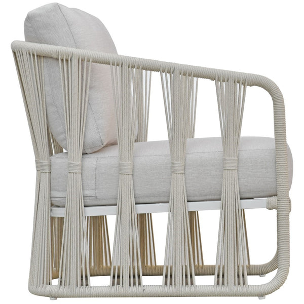 Safavieh Franklyn Stylish Rope And Aluminum Patio Chair For Comfortable Outdoor Relaxation And Elegance White ,Beige 80% Metal,3% Fabric,7% Foam,10% Rope Cpt4014a