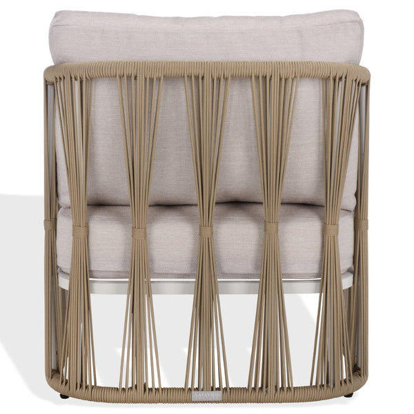 Safavieh FRANKLYN Rope and Aluminum Patio Chair - Modern Outdoor Seating with Plush Comfort and Style Tan / Beige CPT4014B