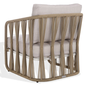 Safavieh FRANKLYN Rope and Aluminum Patio Chair - Modern Outdoor Seating with Plush Comfort and Style Tan / Beige CPT4014B
