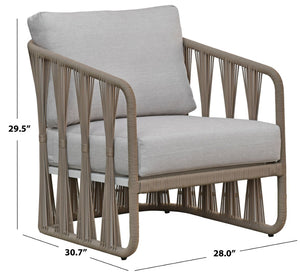 Safavieh Franklyn Stylish Rope And Aluminum Patio Chair For Comfortable Outdoor Relaxation And Elegance Tan ,Beige 80% Metal,3% Fabric,7% Foam,10% Rope Cpt4014b