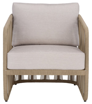 Safavieh FRANKLYN Rope and Aluminum Patio Chair - Modern Outdoor Seating with Plush Comfort and Style Tan / Beige CPT4014B