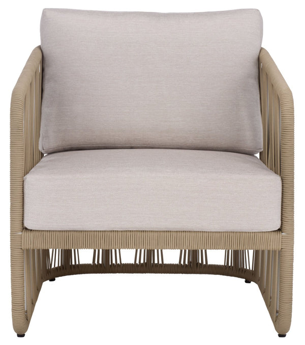 Safavieh FRANKLYN Rope and Aluminum Patio Chair - Modern Outdoor Seating with Plush Comfort and Style Tan / Beige CPT4014B