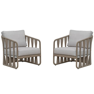 Safavieh Franklyn Stylish Rope And Aluminum Patio Chair For Comfortable Outdoor Relaxation And Elegance Tan ,Beige 80% Metal,3% Fabric,7% Foam,10% Rope Cpt4014b