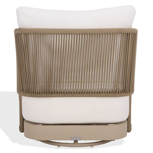 Safavieh ADELANDRA Swivel Outdoor Chair - Stylish Light Grey & White with Cozy Cushions for Patios & Gardens CPT4015A