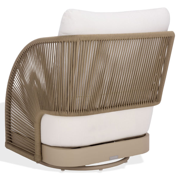 Safavieh ADELANDRA Swivel Outdoor Chair - Stylish Light Grey & White with Cozy Cushions for Patios & Gardens CPT4015A