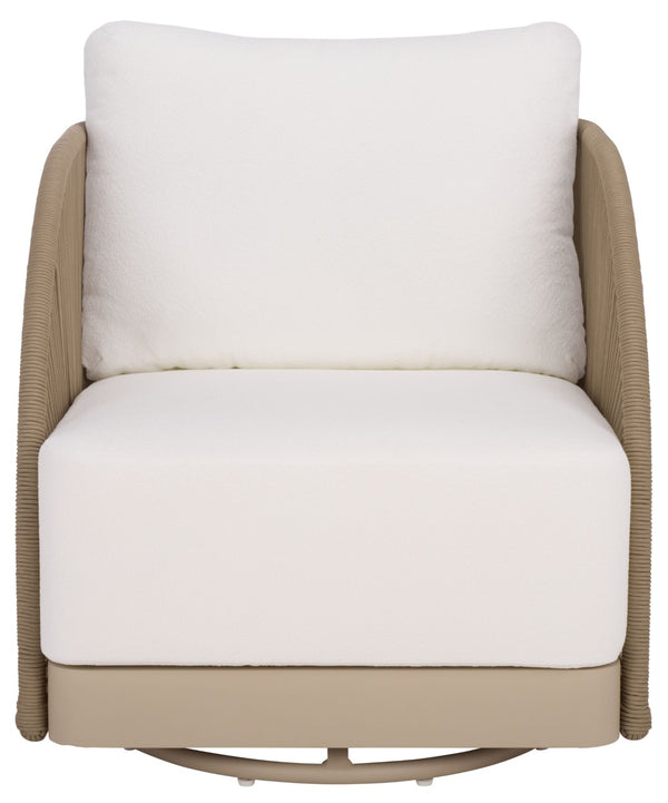Safavieh ADELANDRA Swivel Outdoor Chair - Stylish Light Grey & White with Cozy Cushions for Patios & Gardens CPT4015A