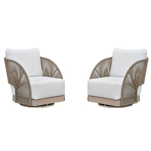 Safavieh Adelandra Swivel Outdoor Chair - Light Grey & White, Stylish Comfort For Your Patio Or Garden Retreat Light Grey ,White 80% Metal,3% Fabric,7% Foam,10% Rope Cpt4015a