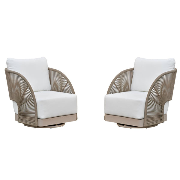 Safavieh Adelandra Swivel Outdoor Chair - Light Grey & White, Stylish Comfort For Your Patio Or Garden Retreat Light Grey ,White 80% Metal,3% Fabric,7% Foam,10% Rope Cpt4015a