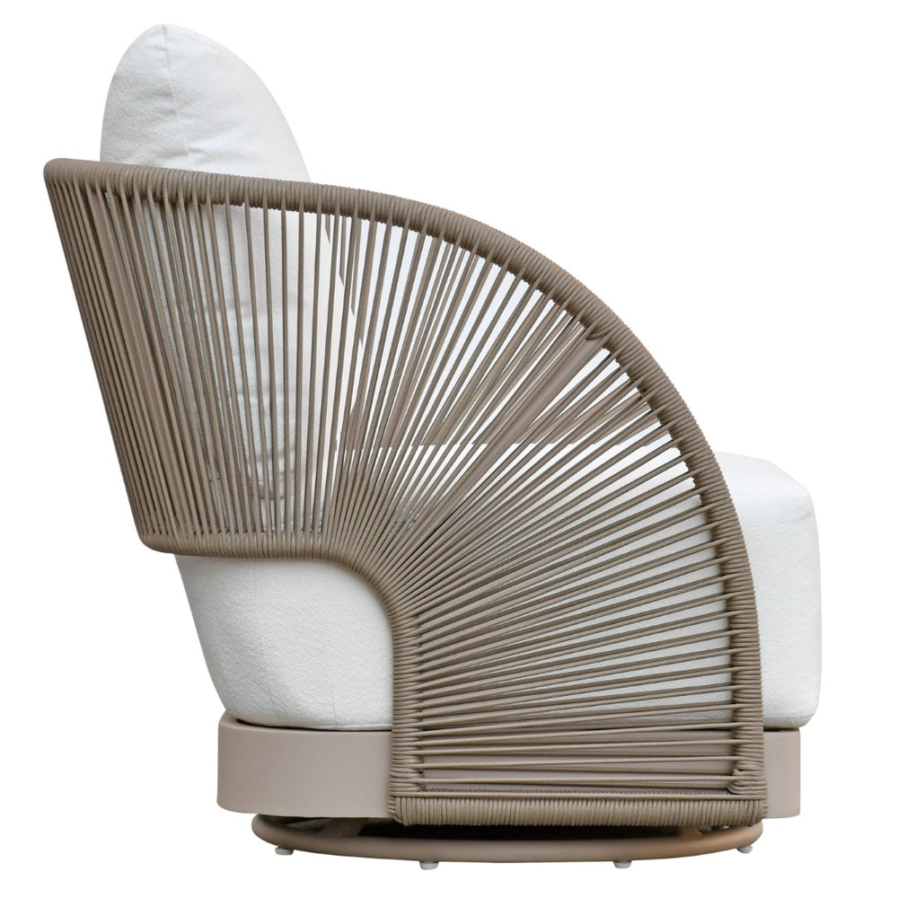 Safavieh ADELANDRA Swivel Outdoor Chair - Stylish Light Grey & White with Cozy Cushions for Patios & Gardens CPT4015A