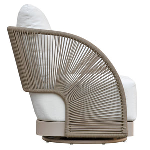 Safavieh Adelandra Swivel Outdoor Chair - Light Grey & White, Stylish Comfort For Your Patio Or Garden Retreat Light Grey ,White 80% Metal,3% Fabric,7% Foam,10% Rope Cpt4015a