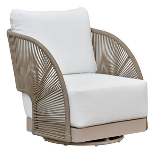 Safavieh Adelandra Swivel Outdoor Chair - Light Grey & White, Stylish Comfort For Your Patio Or Garden Retreat Light Grey ,White 80% Metal,3% Fabric,7% Foam,10% Rope Cpt4015a
