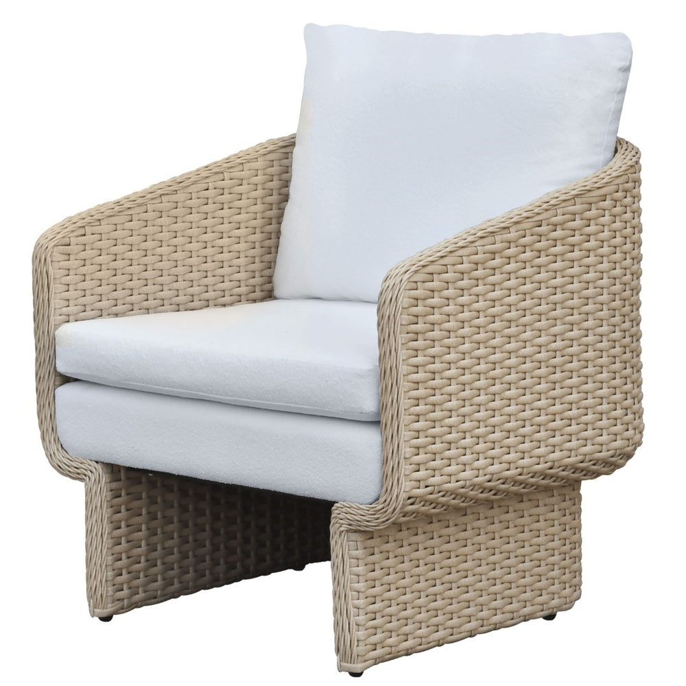 Safavieh Giuseppe Rattan Weaving Outdoor Chair - Stylish Natural & White Design For Ultimate Comfort Outdoors Natural ,White 80% Metal,3% Fabric,7% Foam,10% Pe Rattan Cpt4016a