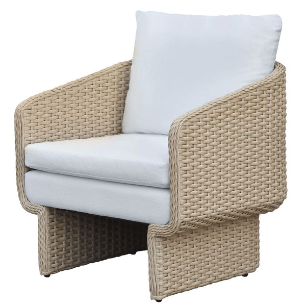 Safavieh Giuseppe Rattan Weaving Outdoor Chair - Stylish Natural & White Design For Ultimate Comfort Outdoors Natural ,White 80% Metal,3% Fabric,7% Foam,10% Pe Rattan Cpt4016a