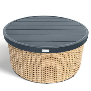 Cleandra Wicker Patio Coffee Table 36" Square — Durable Powder-Coated Frame, Uv-Resistant Rattan Weave