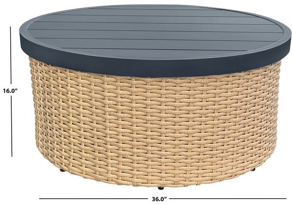 Cleandra Wicker Patio Coffee Table 36" Square — Durable Powder-Coated Frame, Uv-Resistant Rattan Weave