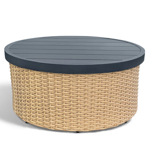 Cleandra Wicker Patio Coffee Table 36" Square — Durable Powder-Coated Frame, Uv-Resistant Rattan Weave