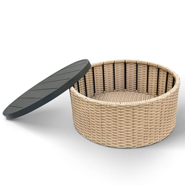 Cleandra Wicker Patio Coffee Table 36" Square — Durable Powder-Coated Frame, Uv-Resistant Rattan Weave