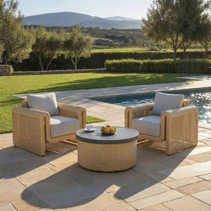 Cleandra Wicker Patio Coffee Table 36" Square — Durable Powder-Coated Frame, Uv-Resistant Rattan Weave