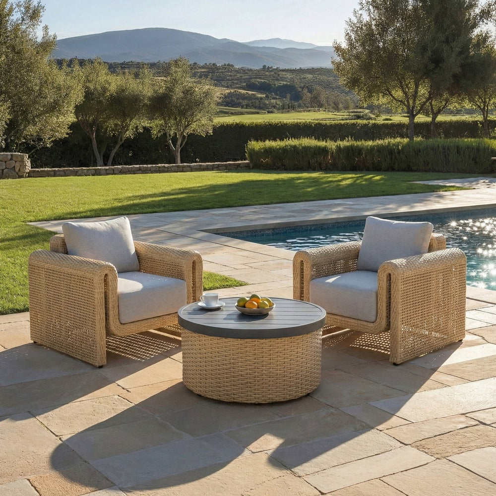 Cleandra Wicker Patio Chair With Durable Powder-Coated Frame, Uv-Resistant Weave & Plush Cushions For Elegant Outdoor Comfort