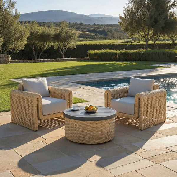 Cleandra Wicker Patio Chair With Durable Powder-Coated Frame, Uv-Resistant Weave & Plush Cushions For Elegant Outdoor Comfort