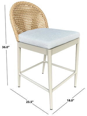 Rosalind Patio Counter Stool With Cushioned Upholstery, Durable Metal Frame & Pe Rattan Weave Finish