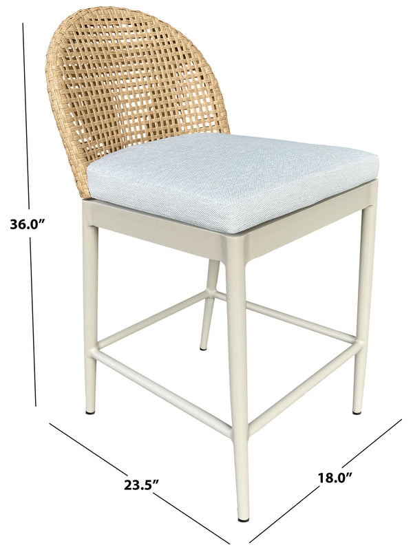 Rosalind Patio Counter Stool With Cushioned Upholstery, Durable Metal Frame & Pe Rattan Weave Finish