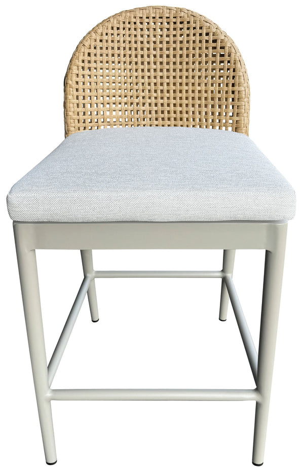 Rosalind Patio Counter Stool With Cushioned Upholstery, Durable Metal Frame & Pe Rattan Weave Finish