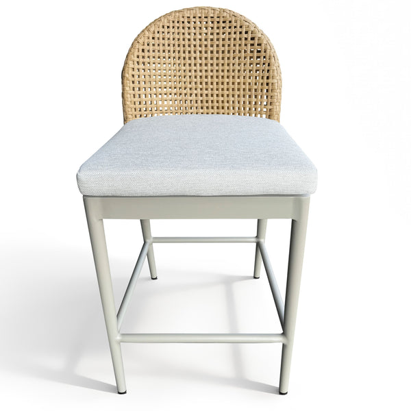 Rosalind Patio Counter Stool With Cushioned Upholstery, Durable Metal Frame & Pe Rattan Weave Finish