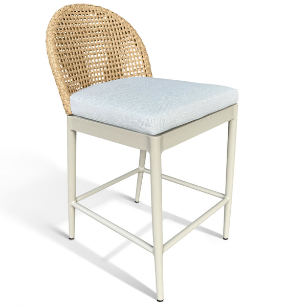 Rosalind Patio Counter Stool With Cushioned Upholstery, Durable Metal Frame & Pe Rattan Weave Finish