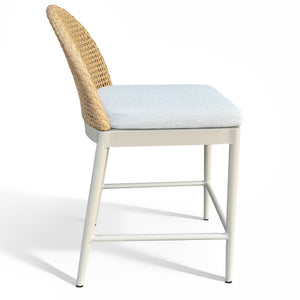 Rosalind Patio Counter Stool With Cushioned Upholstery, Durable Metal Frame & Pe Rattan Weave Finish