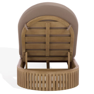 Arielle Eucalyptus Wood Sun Lounger With Cushioned Fabric Seat — Durable Outdoor Resort Style Comfort
