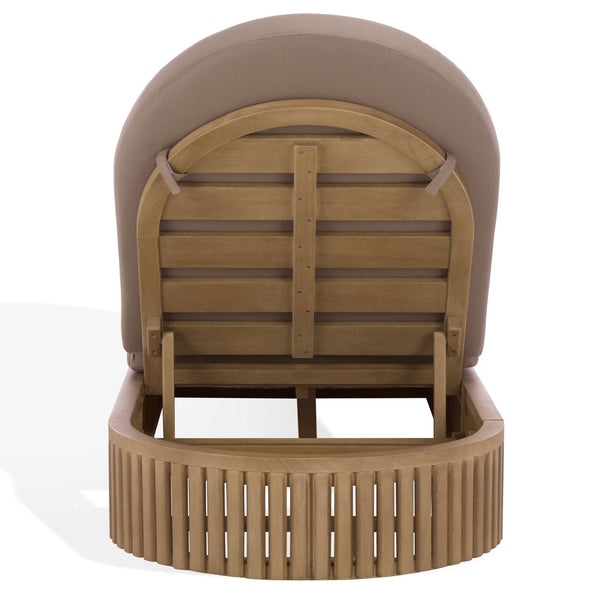 Arielle Eucalyptus Wood Sun Lounger With Cushioned Fabric Seat — Durable Outdoor Resort Style Comfort