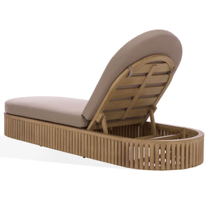 Arielle Eucalyptus Wood Sun Lounger With Cushioned Fabric Seat — Durable Outdoor Resort Style Comfort