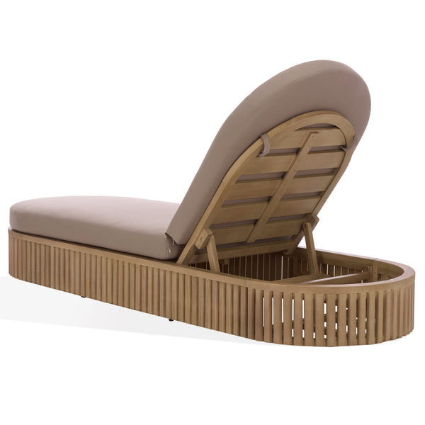 Arielle Eucalyptus Wood Sun Lounger With Cushioned Fabric Seat — Durable Outdoor Resort Style Comfort