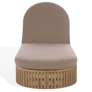 Arielle Eucalyptus Wood Sun Lounger With Cushioned Fabric Seat — Durable Outdoor Resort Style Comfort