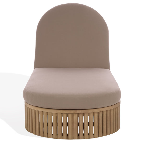 Arielle Eucalyptus Wood Sun Lounger With Cushioned Fabric Seat — Durable Outdoor Resort Style Comfort