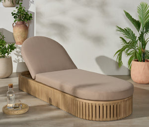 Arielle Eucalyptus Wood Sun Lounger With Cushioned Fabric Seat — Durable Outdoor Resort Style Comfort