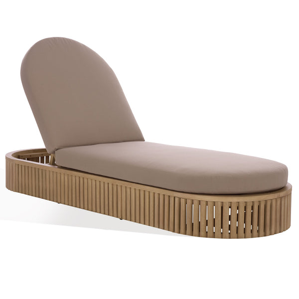 Arielle Eucalyptus Wood Sun Lounger With Cushioned Fabric Seat — Durable Outdoor Resort Style Comfort