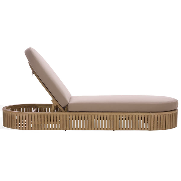 Arielle Eucalyptus Wood Sun Lounger With Cushioned Fabric Seat — Durable Outdoor Resort Style Comfort