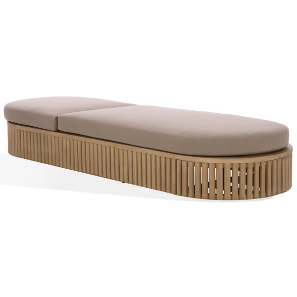 Arielle Eucalyptus Wood Sun Lounger With Cushioned Fabric Seat — Durable Outdoor Resort Style Comfort
