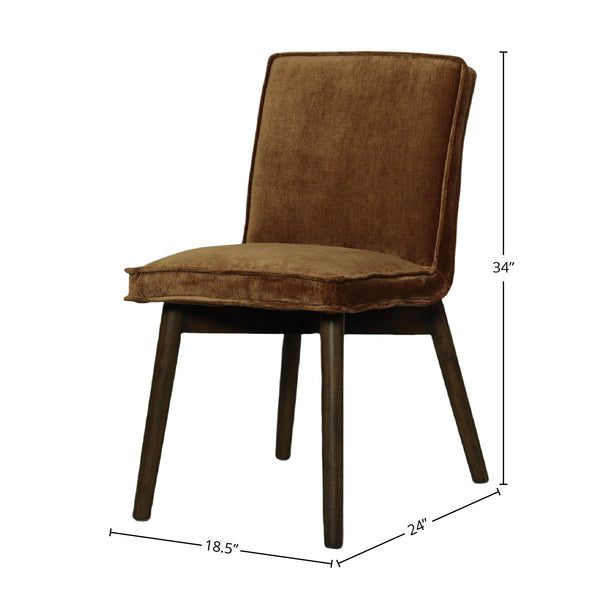 Lh Imports Franklyn Dining Chair - Luxurious Distressed Velvet Bronze With Warm Rubberwood Frame For Elegance Brown Rubberwod,Polyester,Foam Cr027-dvb