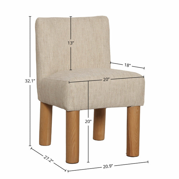 Lh Imports Destiny Dining Chair - Elegant Tweed Design With Natural Wood Legs For Stylish Home Décor Beige 18% Viscose 82% Polyester Fabric,25,000 Rub Count,Medium Density D30 & D35 Foam,Chair Frame Made Of Pine And Plywood,Legs In Natural Solid Oak Wood Cr043-nat