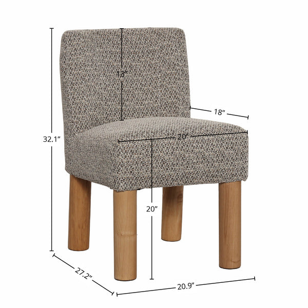 Lh Imports Destiny Dining Chair - Elegant Tweed Design With Natural Wood Legs For Stylish Home Décor Brown 100% Polyester Fabric,25,000 Rub Count,Medium Density D30 & D35 Foam,Chair Frame Made Of Pine And Plywood,Legs In Natural Solid Oak Wood Cr043-pxb