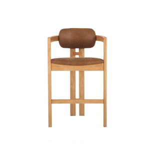 Lh Imports Monterrey Counter Stool - Stylish Cognac Upholstered Seating For Modern Home Decor Enhancements Brown Rubberwood,Pu Leather,Foam,Dacron Cr044-cog