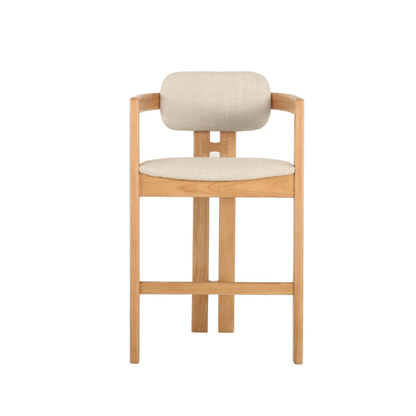 Lh Imports Monterrey Counter Stool - Stylish Cognac Upholstered Seating For Modern Home Decor Enhancements Beige Rubberwood,Polyester,Foam,Dacron Cr044-nat