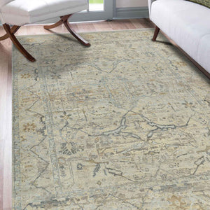 AMER Rugs Craft  CRA-2 Hand-Knotted Handmade Raw Handspun New Zealand Wool Transitional Bordered Rug Camel 10' x 14'