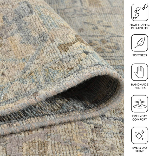 Craft Hand-knotted New Zealand Wool Oriental Rug Transitional Bordered Style for Any Room